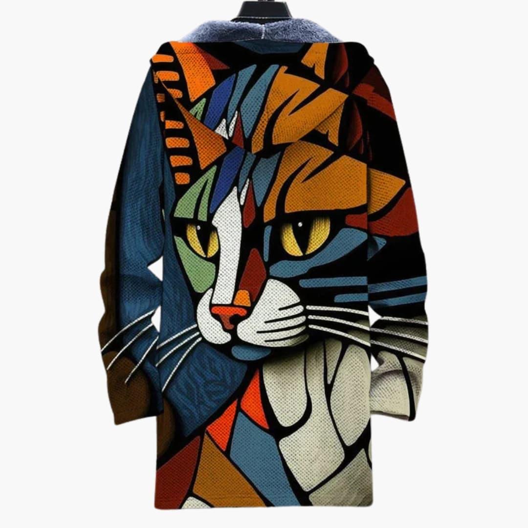 Unisex hoodie vest met kattenprint