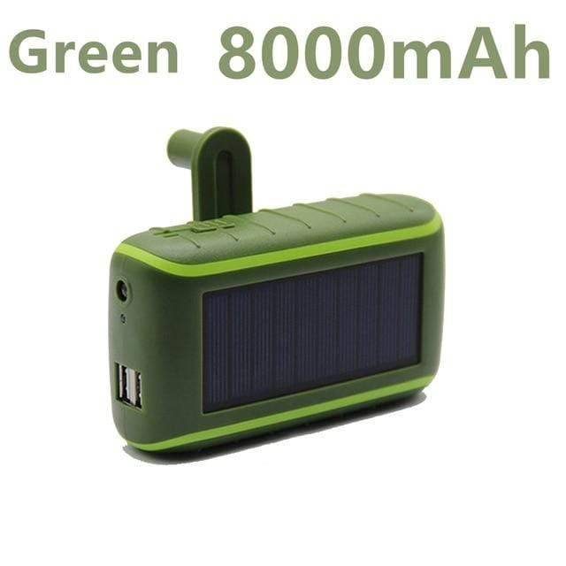 USB powerbank op zonne-energie met handslinger en zaklamp