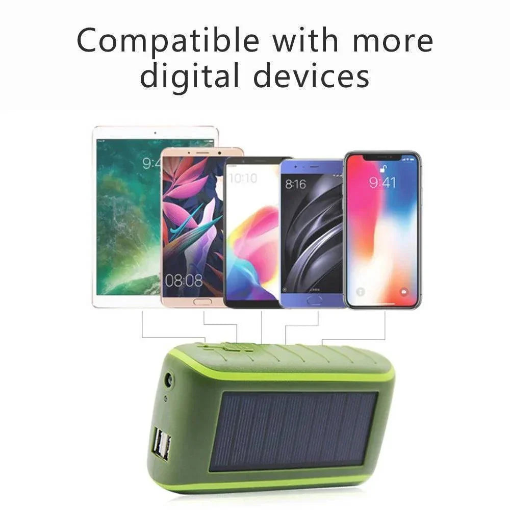 USB powerbank op zonne-energie met handslinger en zaklamp