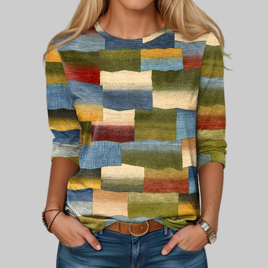 Veelkleurig T-shirt met ronde hals