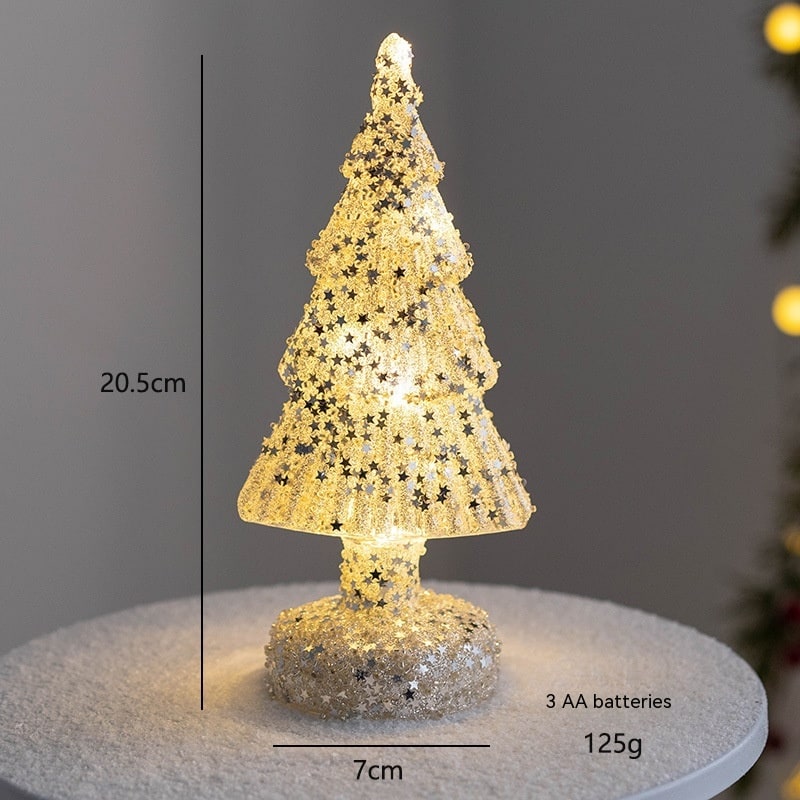 Verlichte tafelkerstboom in glaslook met led-lampjes en sterpiek