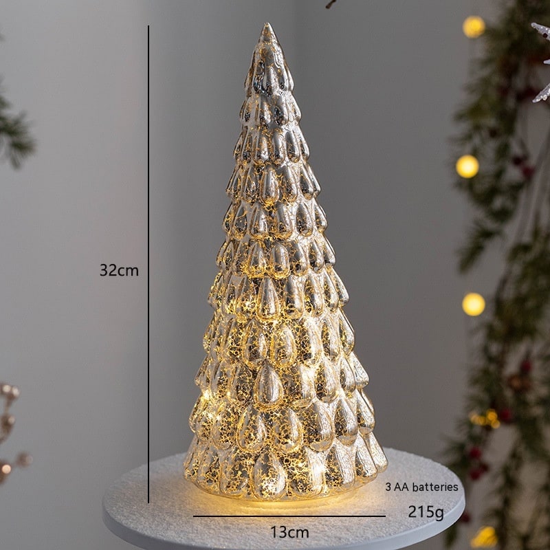Verlichte tafelkerstboom in glaslook met led-lampjes en sterpiek
