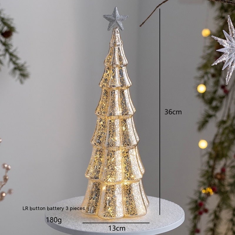 Verlichte tafelkerstboom in glaslook met led-lampjes en sterpiek