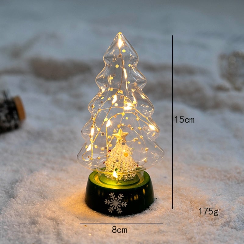 Verlichte tafelkerstboom in glaslook met led-lampjes en sterpiek