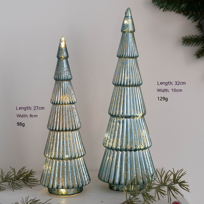 Verlichte tafelkerstboom in glaslook met led-lampjes en sterpiek