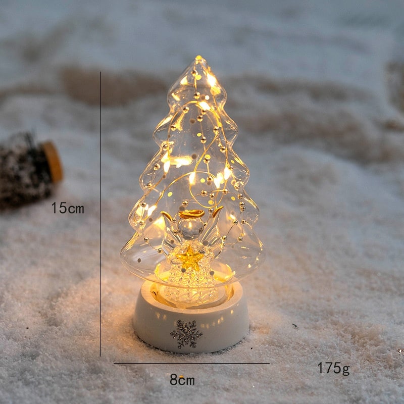 Verlichte tafelkerstboom in glaslook met led-lampjes en sterpiek