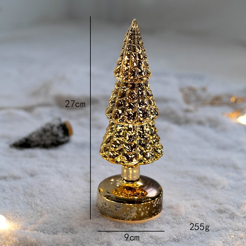 Verlichte tafelkerstboom in glaslook met led-lampjes en sterpiek