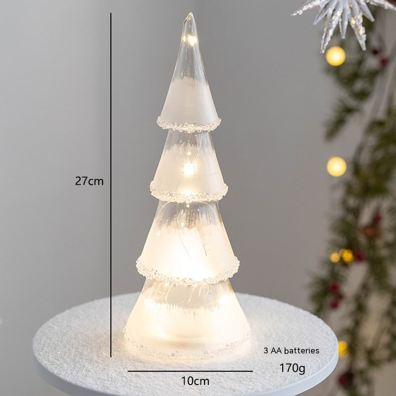 Verlichte tafelkerstboom in glaslook met led-lampjes en sterpiek