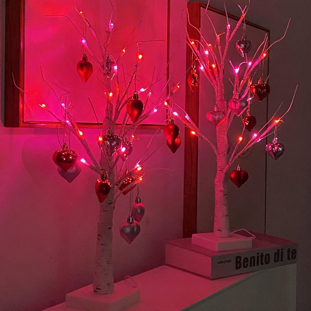 Verlichte Led-tafelboom met Harten voor Valentijnsdag Woondecoratie