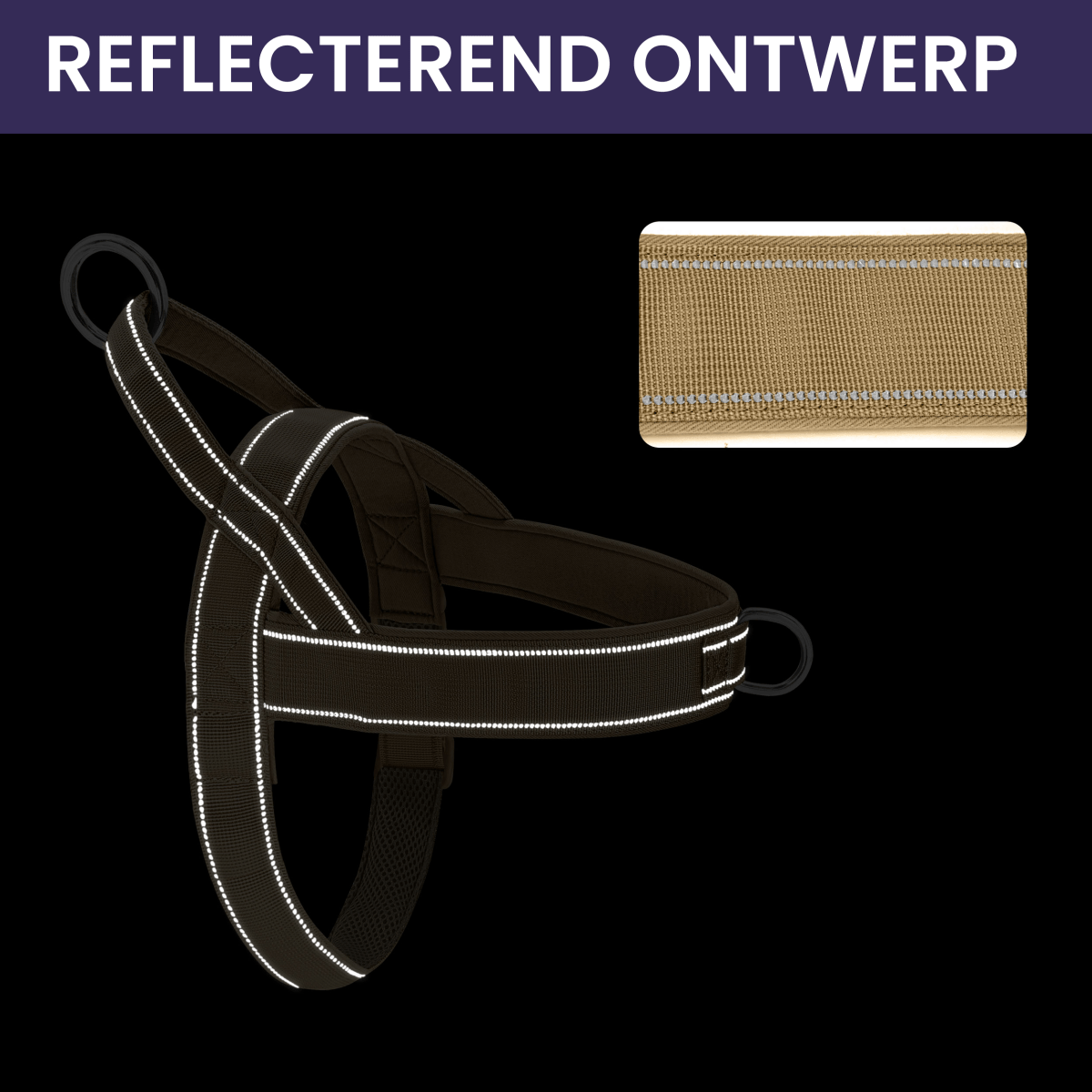 Verstelbaar, reflecterend borsttuigje met handvat voor alle hondenrassen