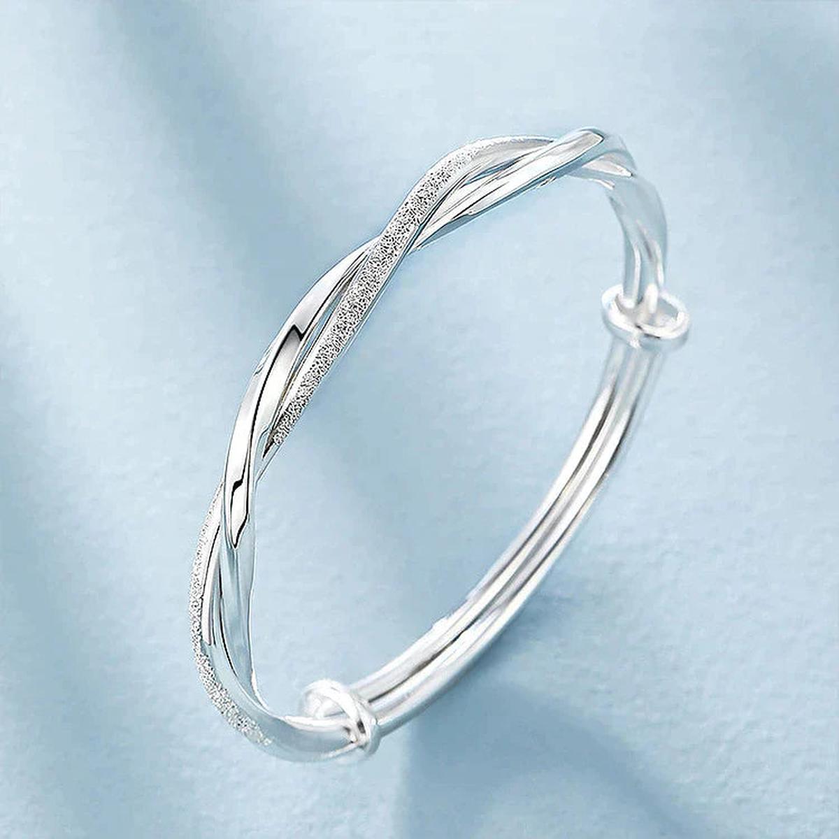 Verstelbare geometrische armband van 925 zilver