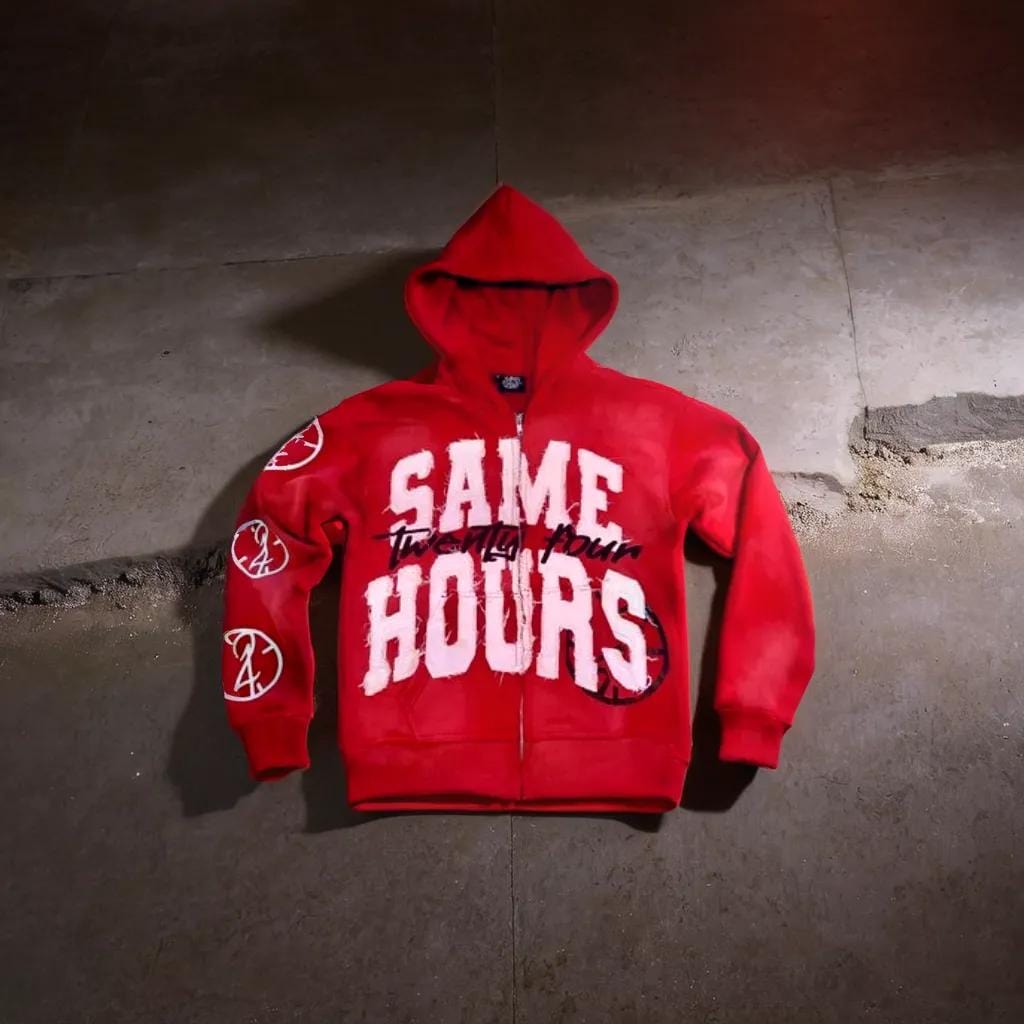 Vest met ritssluiting en 'Same Hours'-opdruk