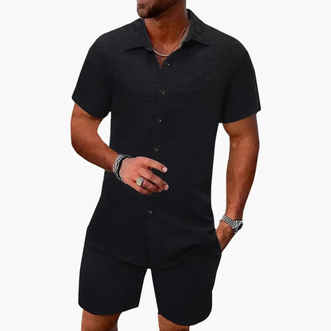 Vintage Herenset met Bermuda en Poloshirt - Zomerse Outfit