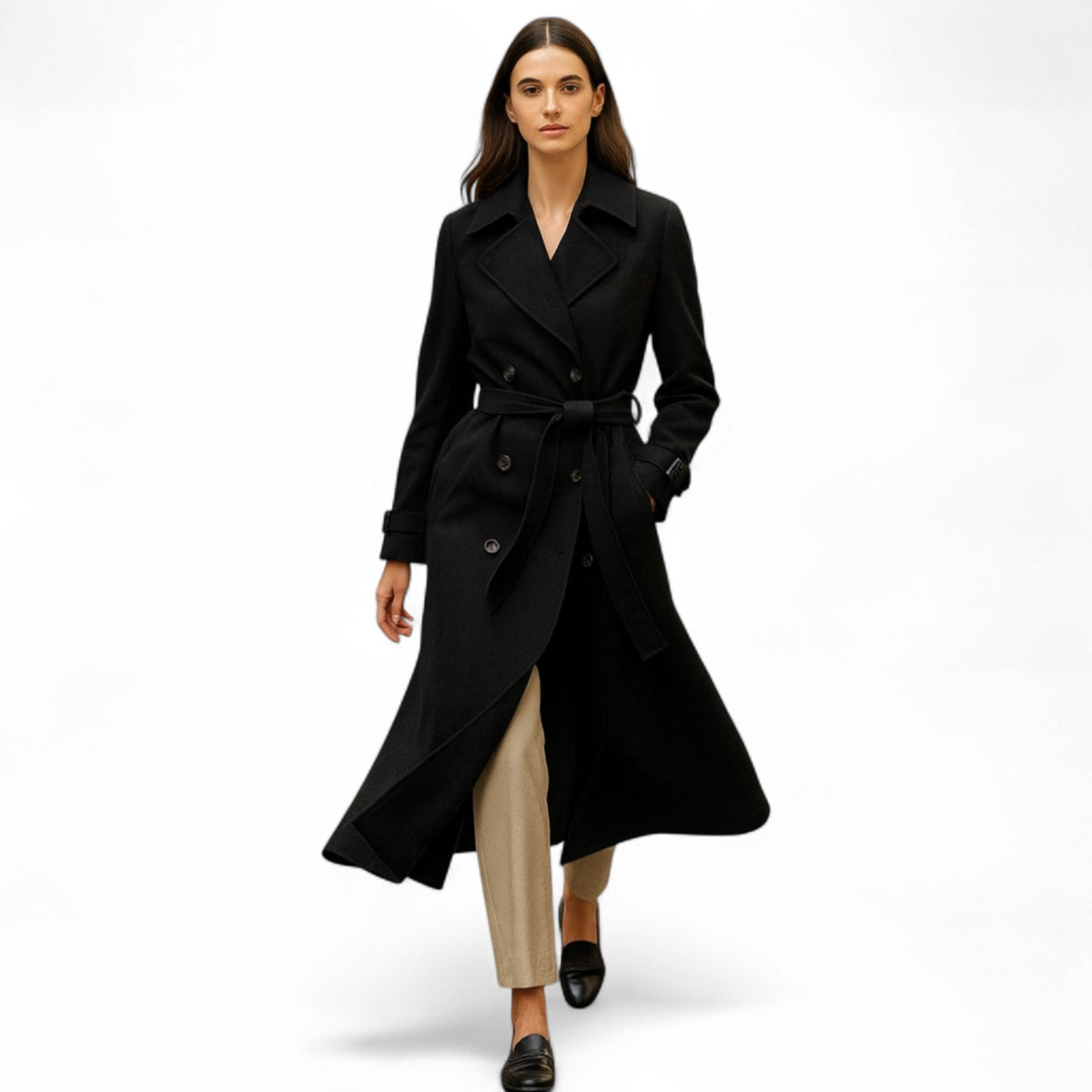 Vintage trenchcoat voor dames met iconische, moderne pasvorm