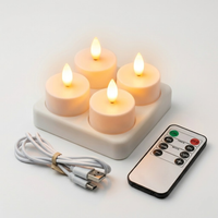Vlamloze led-kaarsen set met afstandsbediening, timer en usb-herlaadbaar