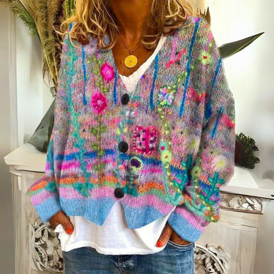 Warm vest met modieus patroon en losse pasvorm