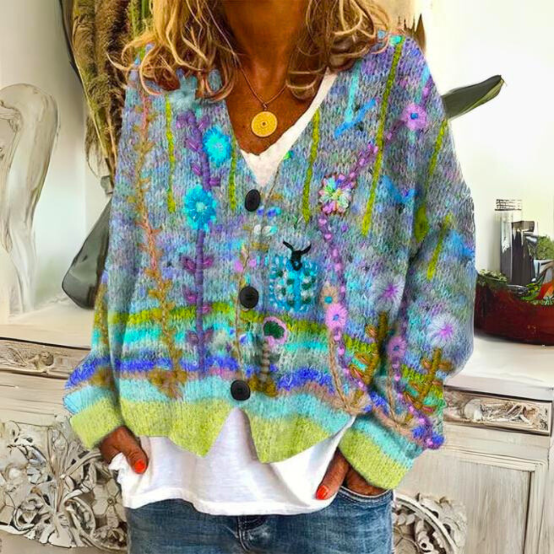 Warm vest met modieus patroon en losse pasvorm
