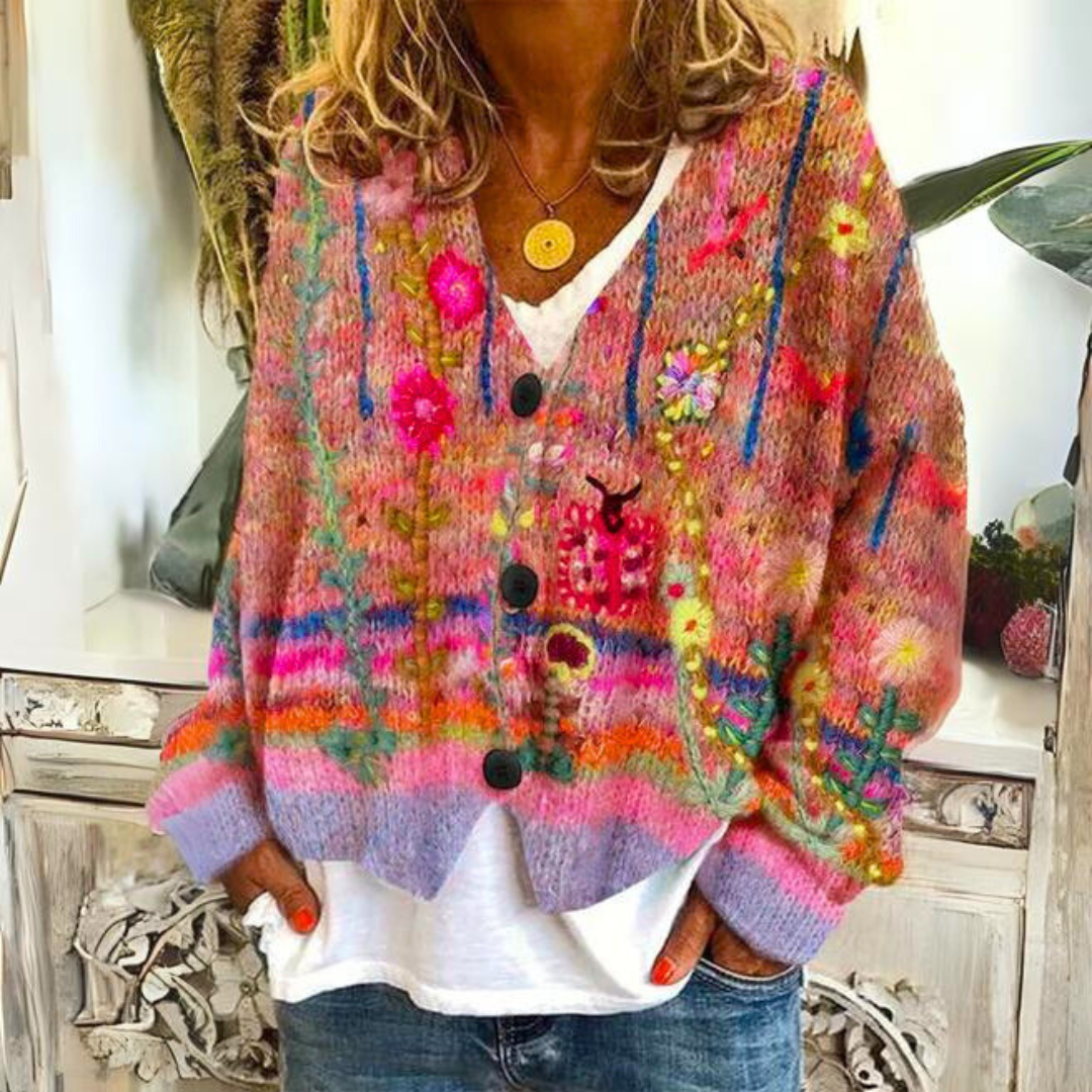 Warm vest met modieus patroon en losse pasvorm