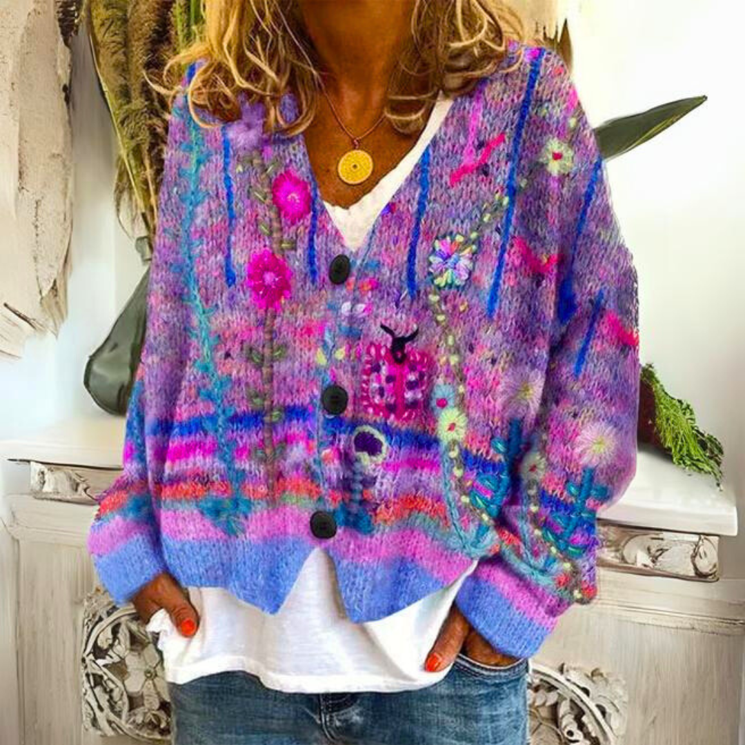 Warm vest met modieus patroon en losse pasvorm