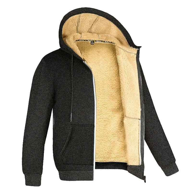Warme, dikke fleece jas voor heren