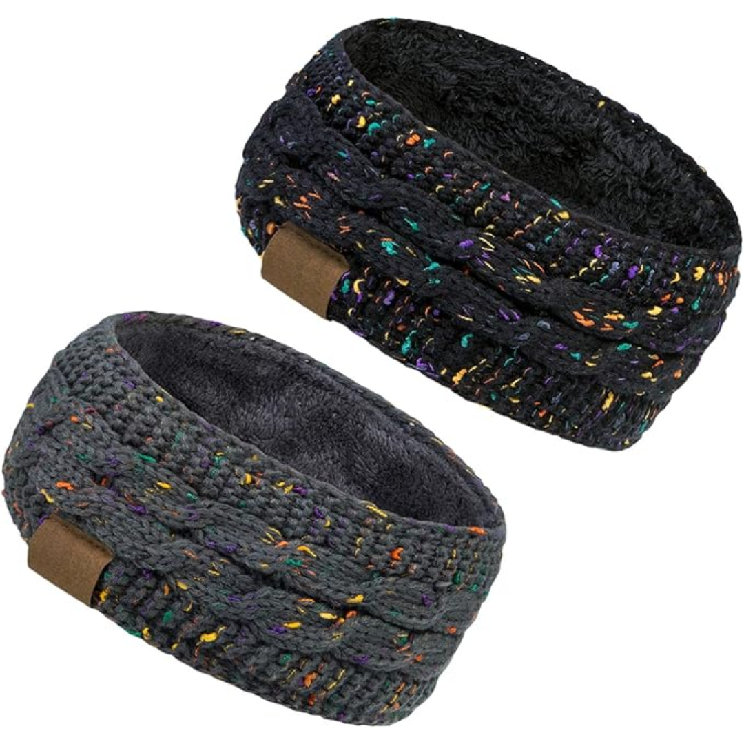 Warme gebreide oorwarmer hoofdband met fleecevoering