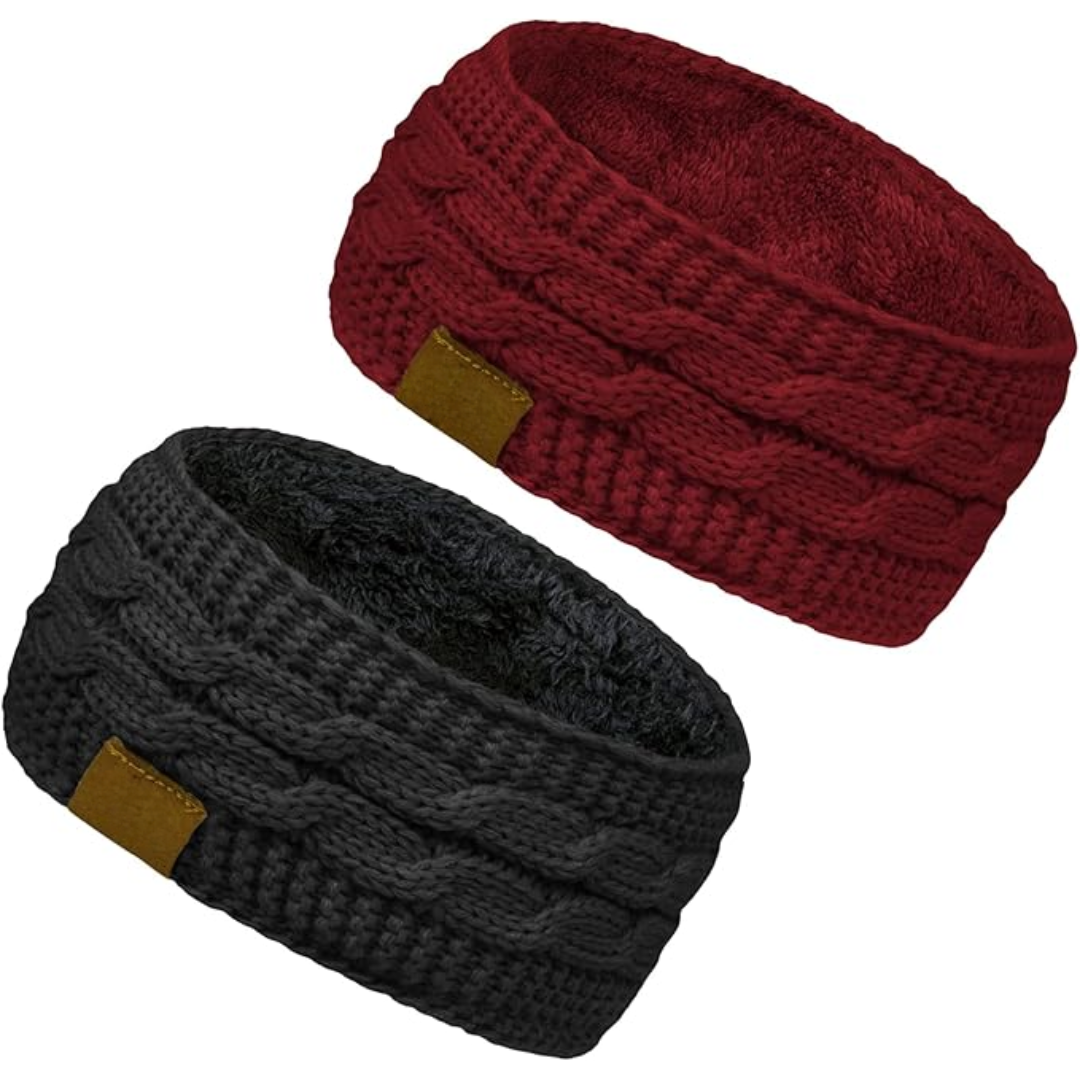 Warme gebreide oorwarmer hoofdband met fleecevoering