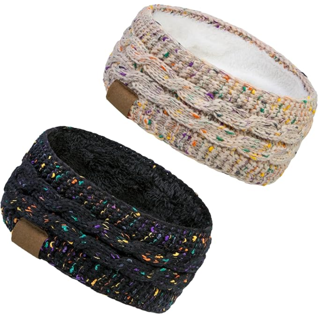 Warme gebreide oorwarmer hoofdband met fleecevoering