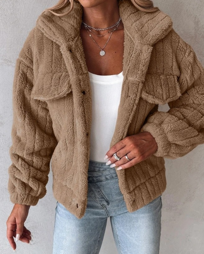 Warme teddy fleece winterjas voor dames