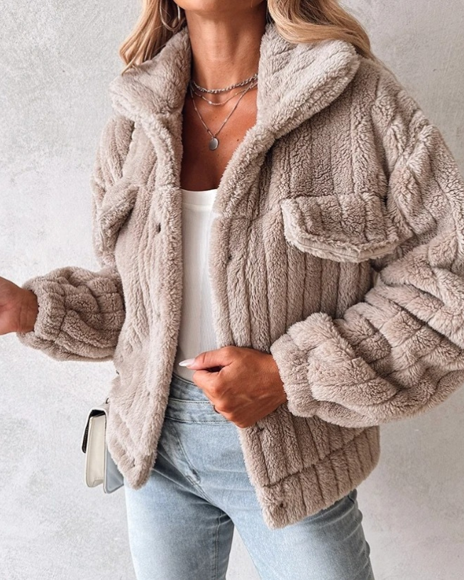 Warme teddy fleece winterjas voor dames