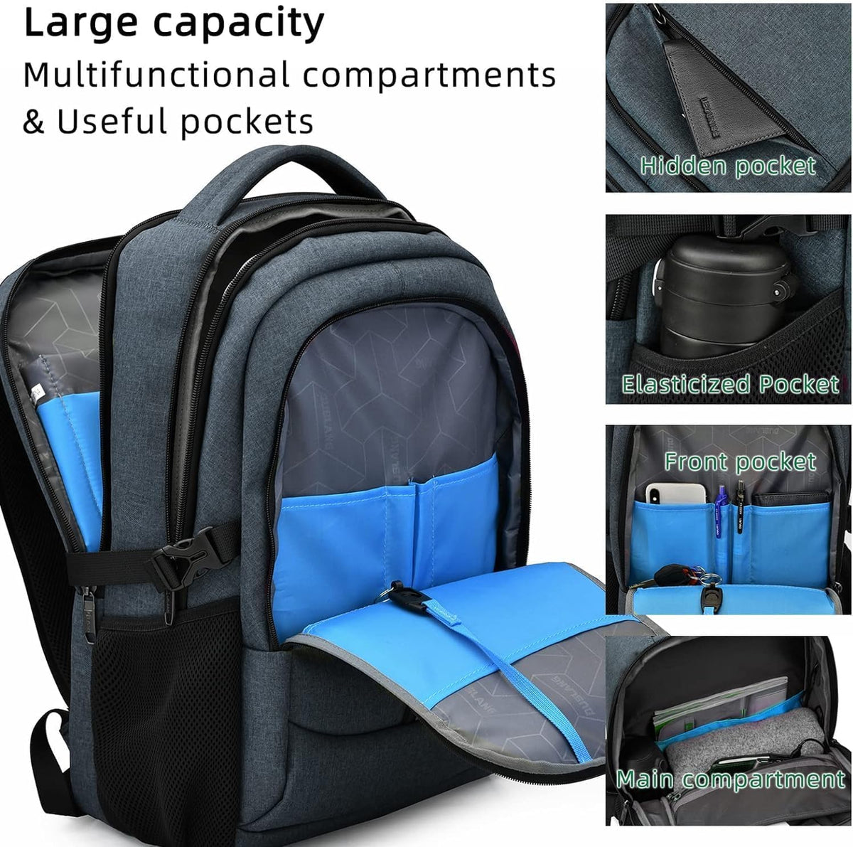 Waterafstotende unisex reis-laptoprugzak met usb-aansluiting