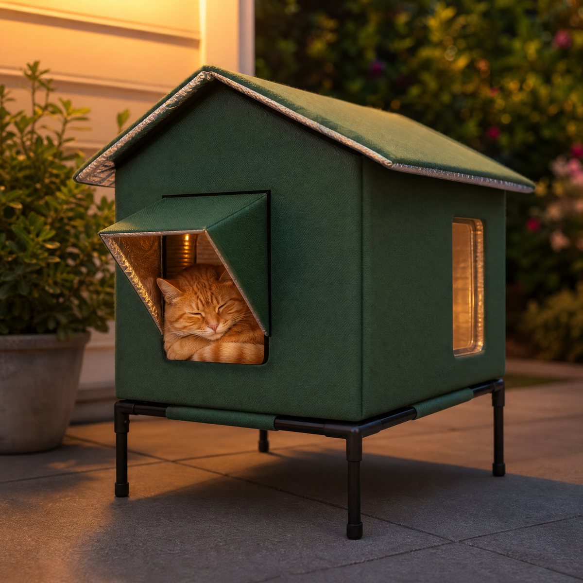 Waterdicht kattenhuis met thermische voering