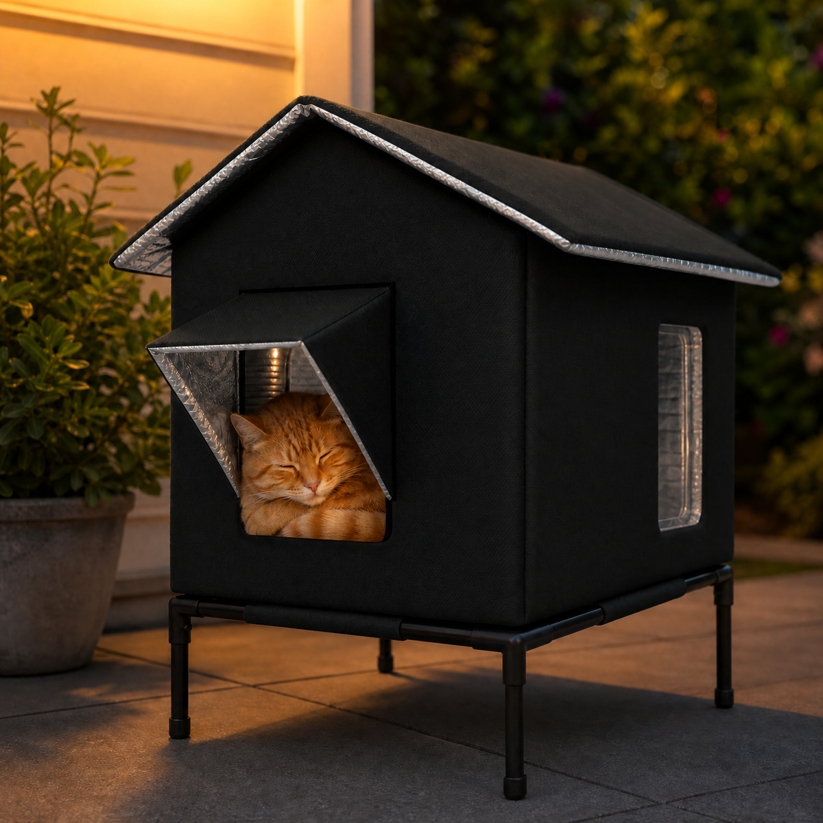 Waterdicht kattenhuis met thermische voering