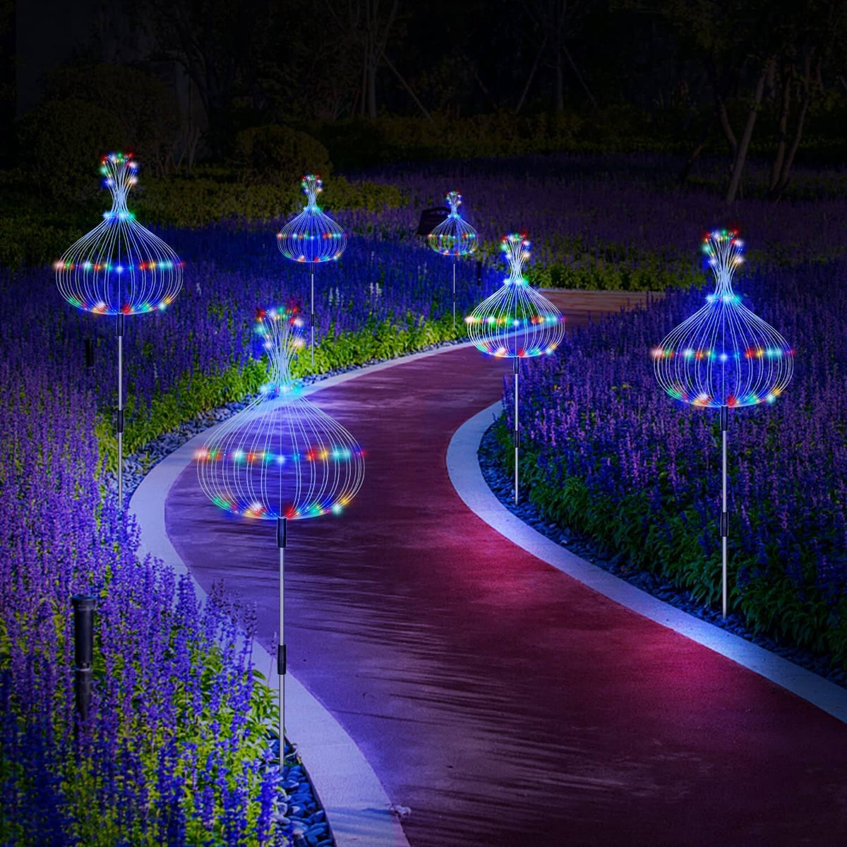 Waterdichte vuurwerk tuinlamp op zonne-energie