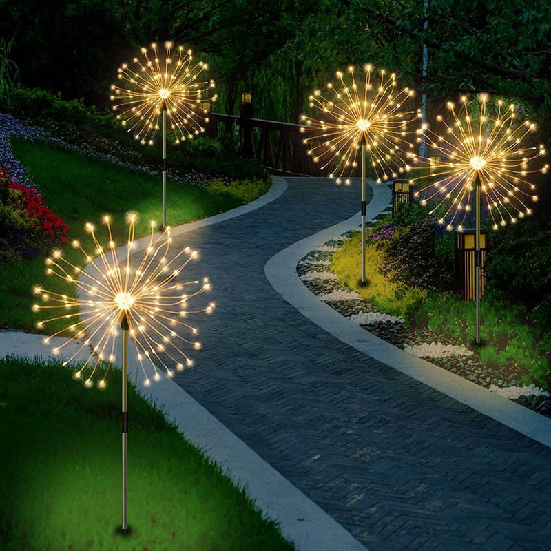 Waterdichte vuurwerk tuinlamp op zonne-energie