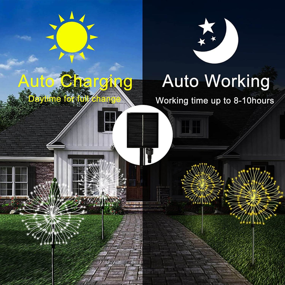 Waterdichte vuurwerk tuinlamp op zonne-energie