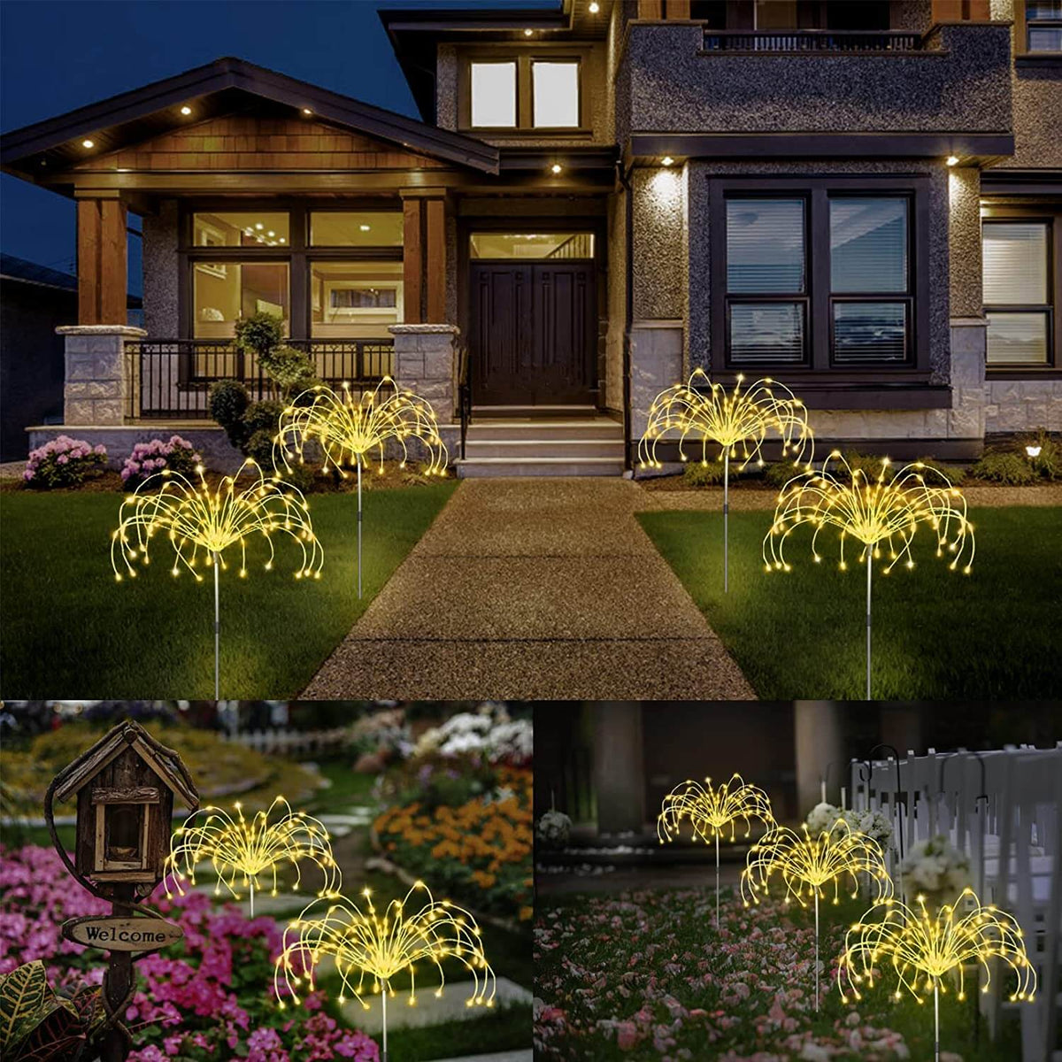 Waterdichte vuurwerk tuinlamp op zonne-energie