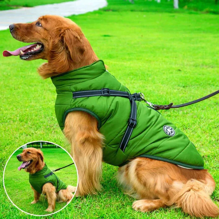 Waterdichte winterjas voor honden - Gevoerd met sherpa-fleece - Geïntegreerd tuigje - Ideaal voor de koude maanden