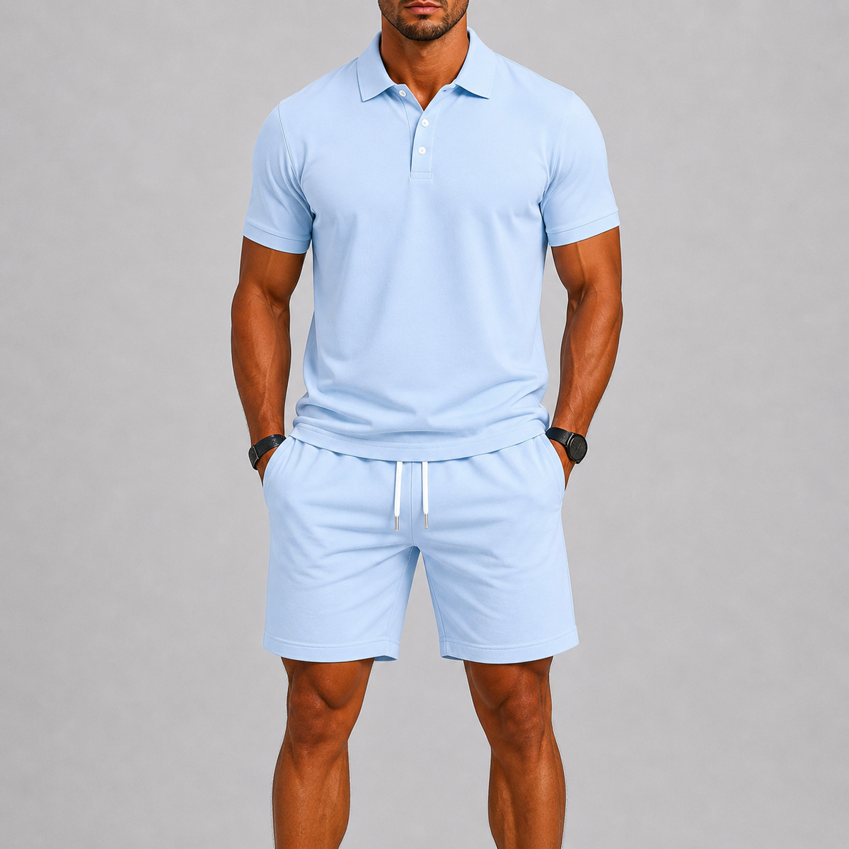 Zomerse sportset voor heren – Poloshirt & shorts, licht comfort
