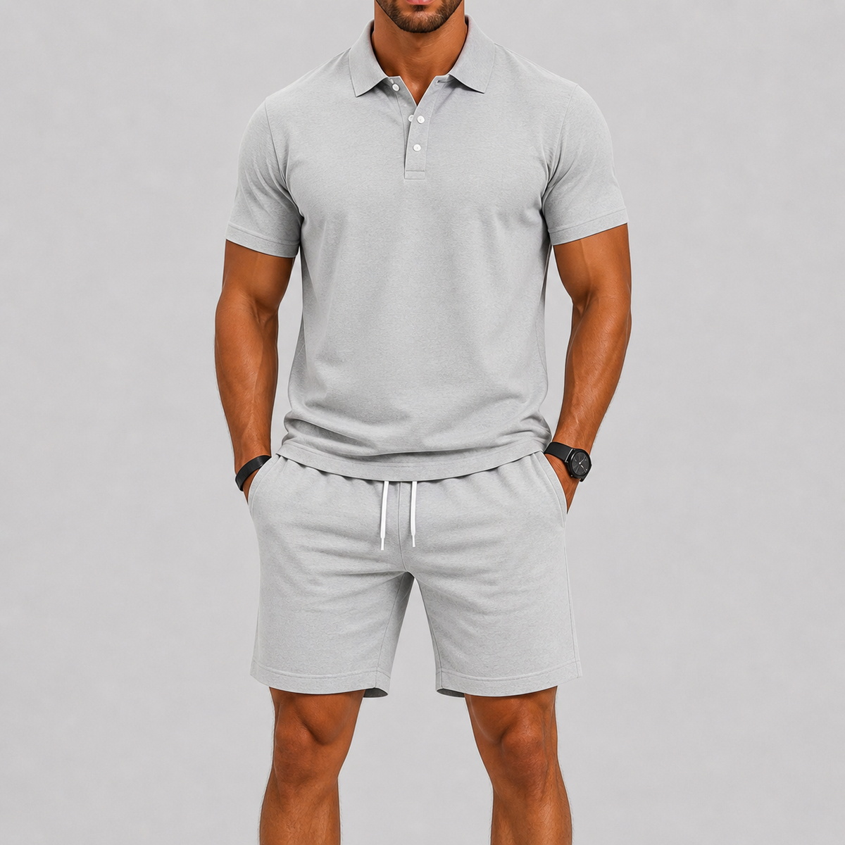 Zomerse sportset voor heren – Poloshirt & shorts, licht comfort