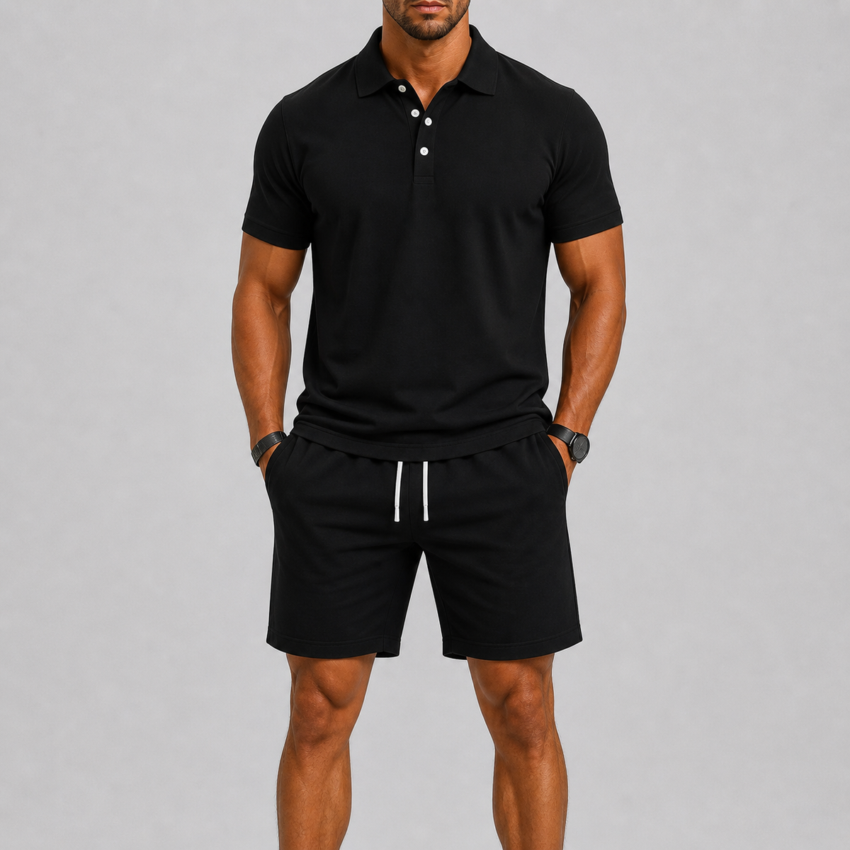 Zomerse sportset voor heren – Poloshirt & shorts, licht comfort