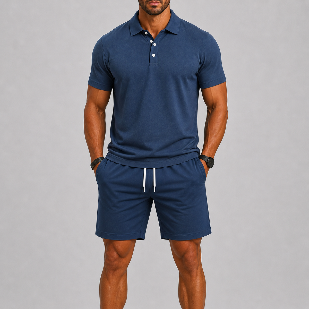 Zomerse sportset voor heren – Poloshirt & shorts, licht comfort