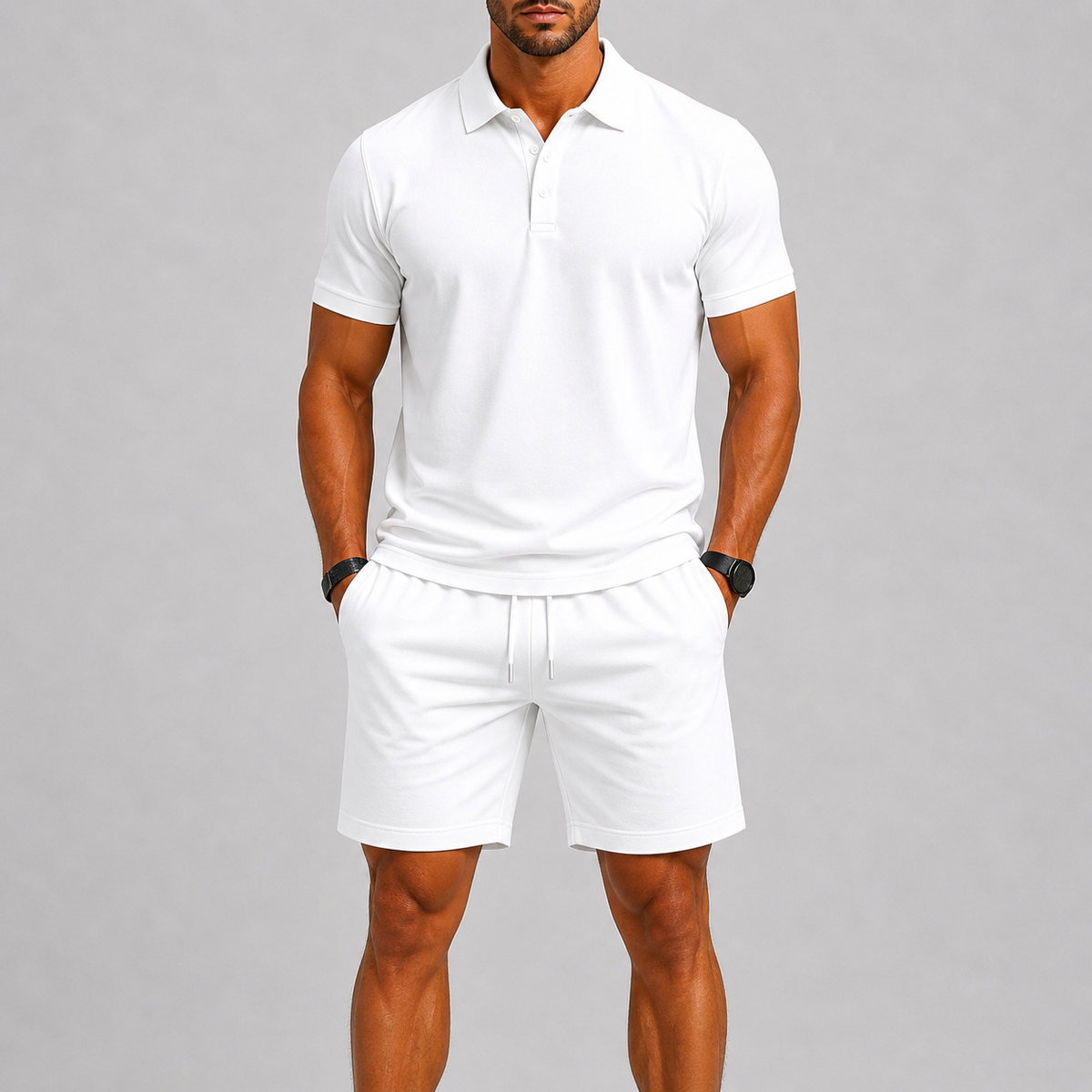 Zomerse sportset voor heren – Poloshirt & shorts, licht comfort