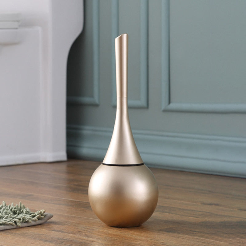 Zwart-gouden vrijstaande toiletborstelset van ABS en roestvrij staal - 40x12 cm