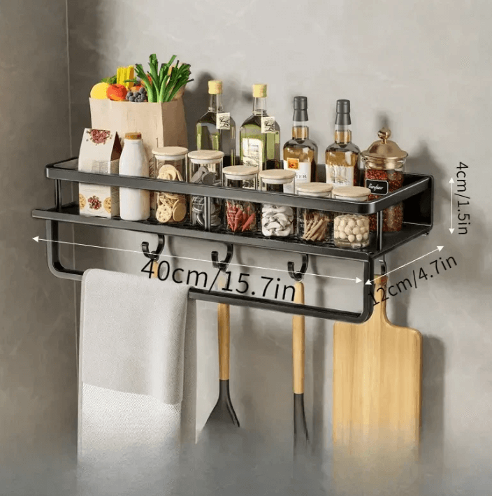 Zwart keukenrek - Modern wandrek