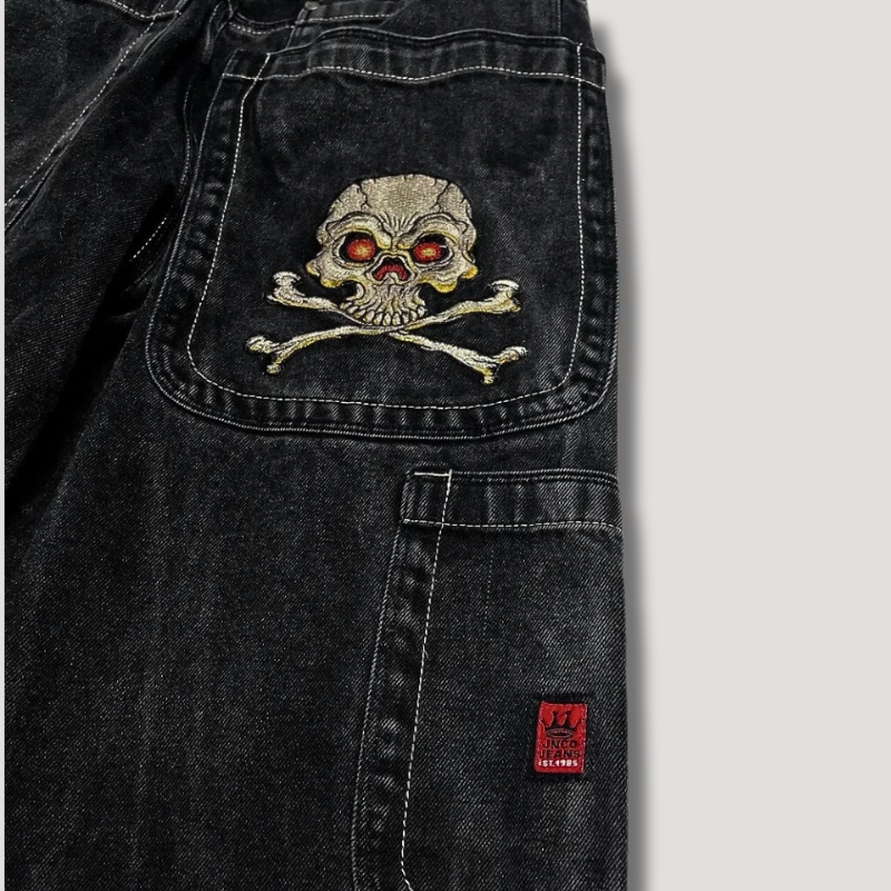 Zwarte baggy jeans met hoge taille
