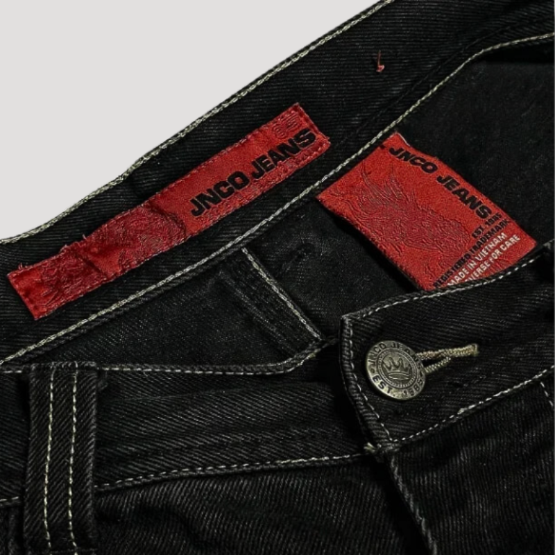 Zwarte baggy jeans met hoge taille