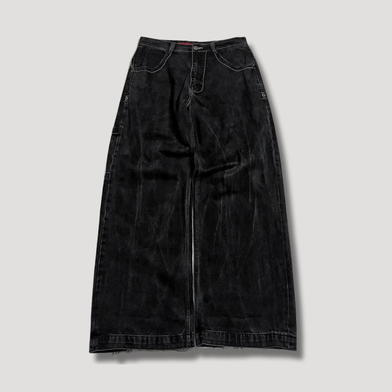 Zwarte baggy jeans met hoge taille