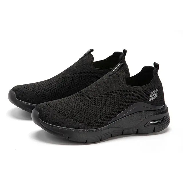 Zwarte slip-on sneakers van katoenmix voor dagelijks gebruik