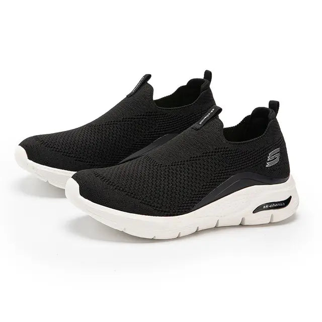 Zwarte slip-on sneakers van katoenmix voor dagelijks gebruik